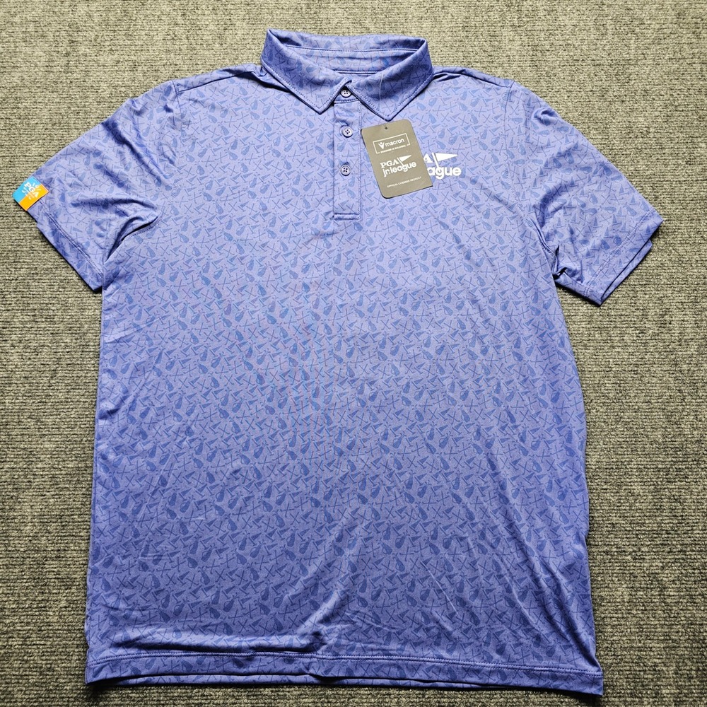 Macron PGA Jr League Purple Golf Polo Shirt Mens Small NWT 700159440001